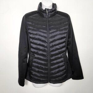 32 Degrees black quilted heatgear pufferjacket with neoprene sleeves. Size small